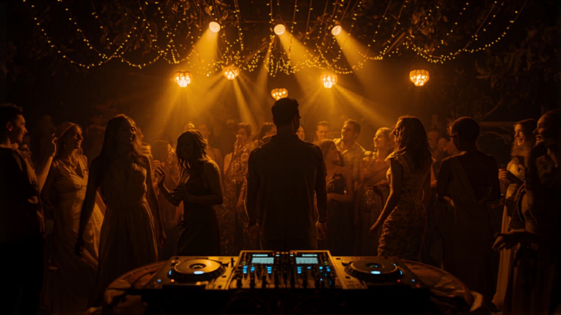 Private Party mit Pioneer DJ-Equipment und LED-Beleuchtung in einer Villa auf Mallorca — FØNØY Sound